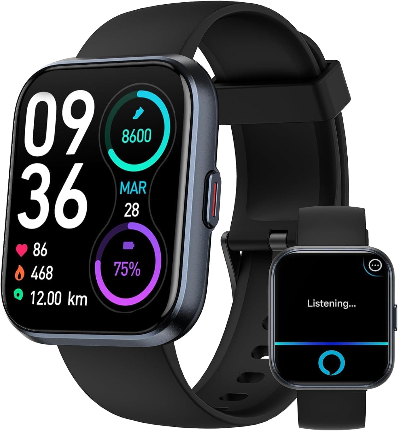 Relógio inteligente homem mulher com chamadas, 1,8" Smartwatch mulher Alexa incorporada, 110 modos desportivos, pulseira atividade de pulso / monitor de sono/podómetro, IP68
