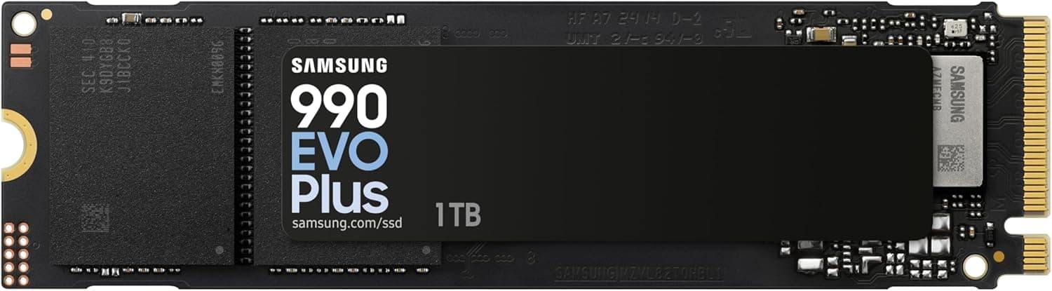 SAMSUNG 990 EVO Plus 1TB até 7,150 MB/s PCIe 4,0 x 4/5,0 x 2 NVMe M.2(2280), disco rígido interno (SSD) (MZ-V9S1T0BW)