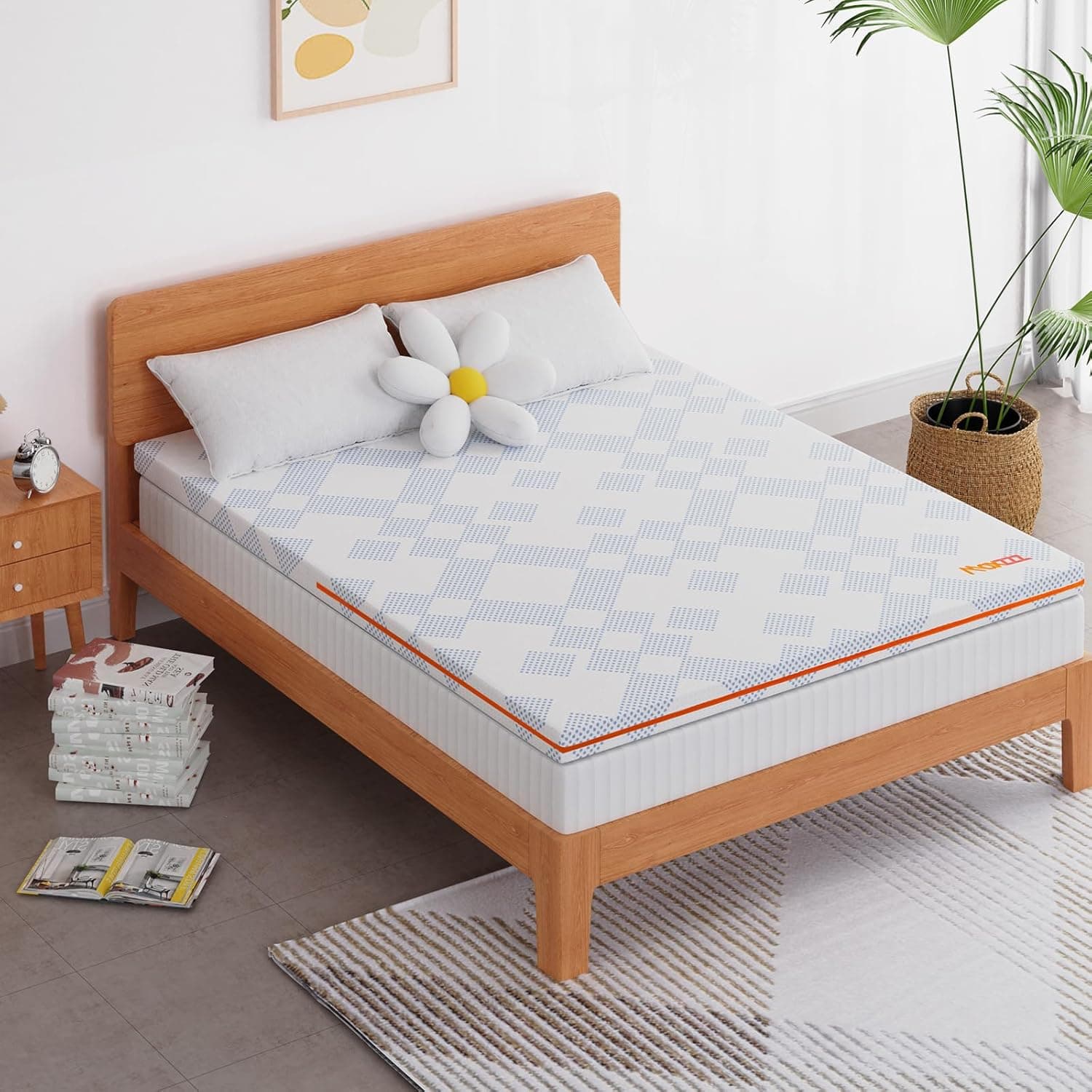 Maxzzz Topper Viscoelástico | Sobrecolchão com alívio de tensões, partículas de gel, lavável e respirável 135x190x7,5 cm