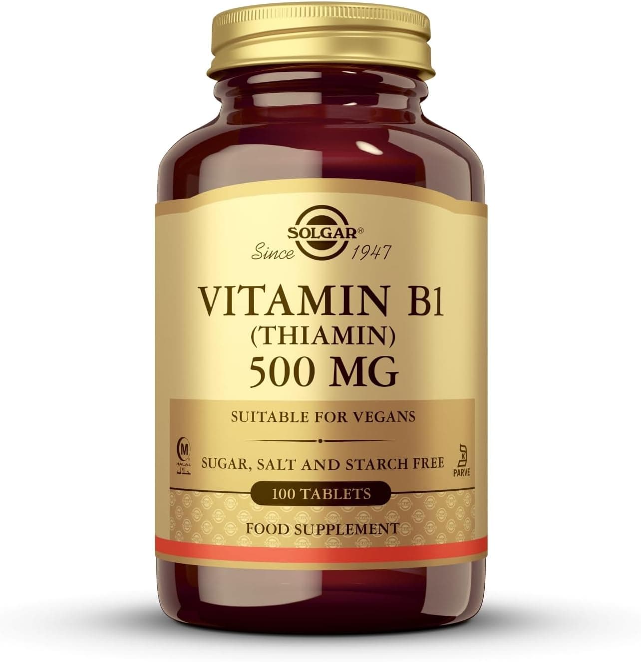 Solgar Vitamina B1 (tiamina) 500 g comprimidos, embalagem de, 100 unidades
