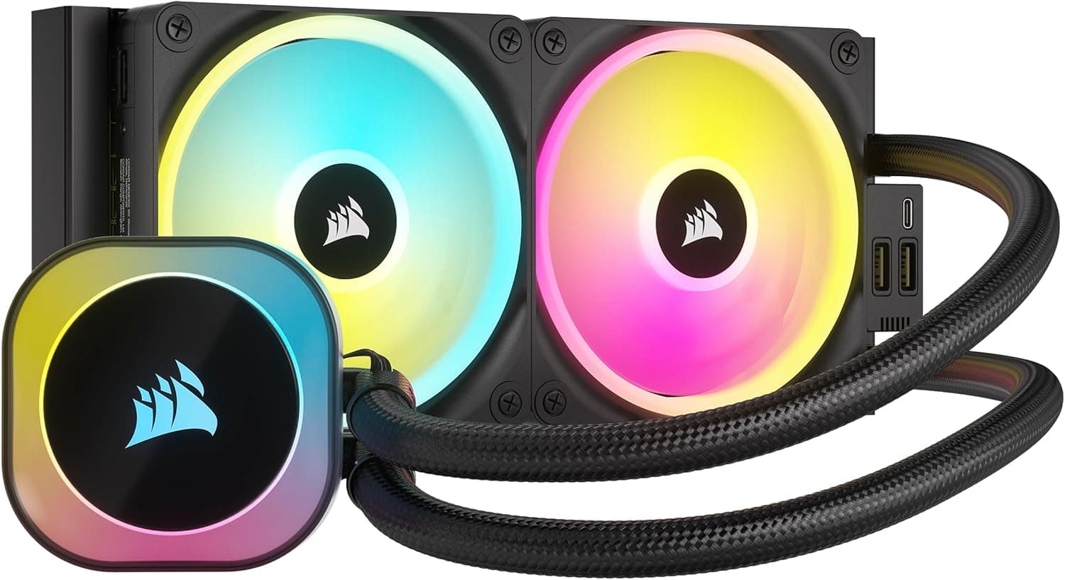 Corsair iCUE Link H100i RGB Refrigerador líquido RGB para CPU - 240 mm AIO - ventoinhas QX120 RGB - adapta-se a Intel® LGA 1700, AMD® AM5 - hub de sistema iCUE Link incluído - preto
