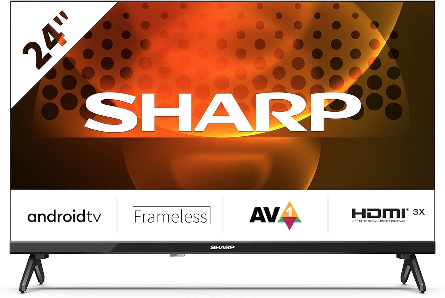Sharp 24FH6EA Android TV 60 cm (24") HD Ready LED TV sem moldura (Android 11, Google Assistant, Bluetooth, 3 x HDMI, 2 x USB), preto