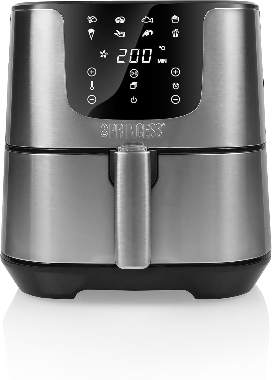 Princess 182060 Fritadeira sem óleo Deluxe 5,5 L, até 62,2% menos consumo de energia, livro com 30 receitas incluído, 8 programas, painel de controlo digital de toque regular