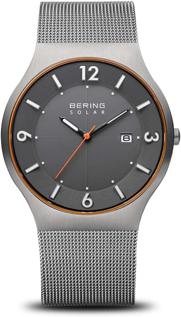 BERING Relógio solar Movement para homem, coleção solar com aço inoxidável e cristal de safira 14440-XXX
