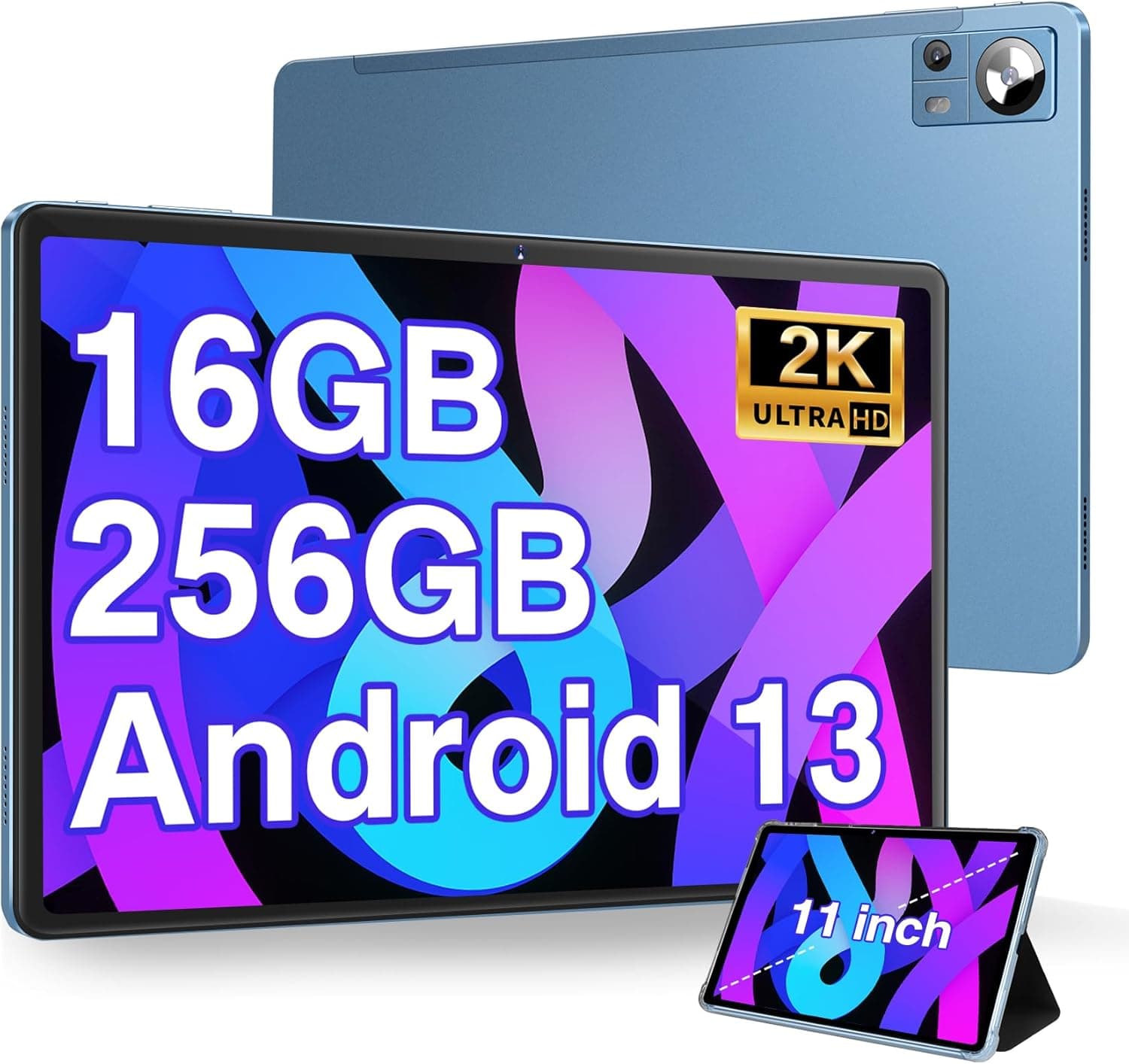 Tablet de 11 polegadas Android 13 com 16 GB RAM 256 GB ROM (1TB expansível), 2 K FHD tablets com câmara tripla (13 MP+5 2MP), 8 cores, 2,0 GHz, IPS 2000 x 1200, 5G Wi--Fi, bateria. ía 8600 mAh, BT