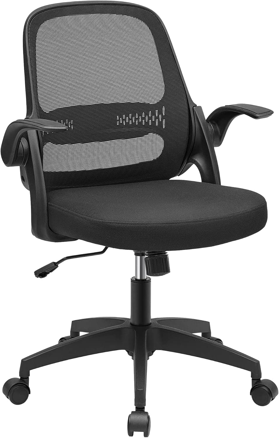 SONGMICS Cadeira de escritório, cadeira de secretária, cadeira giratória ergonómica, cadeira de computador, altura ajustável, apoio de braços batíveis, mecanismo de inclinação, preto OBN035B01