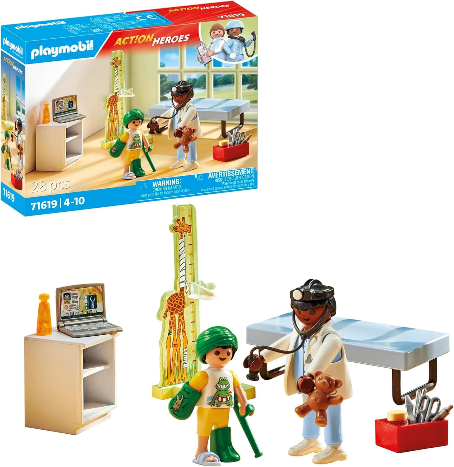 PLAYMOBIL Action Heroes 71619 Pediatra com ursinho de peluche, feito de mais de 80 % de materiais reciclados e de base biológica, brinquedos para meninos e meninas a partir de 4 anos