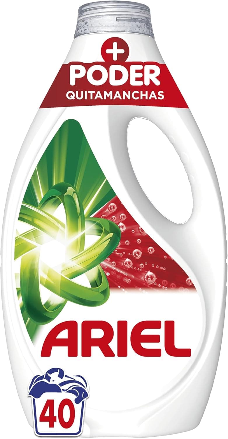 Ariel Detergente de máquina de lavar líquido, 40 lavagens, sabão extra potência, remoção de manchas, limpeza profunda