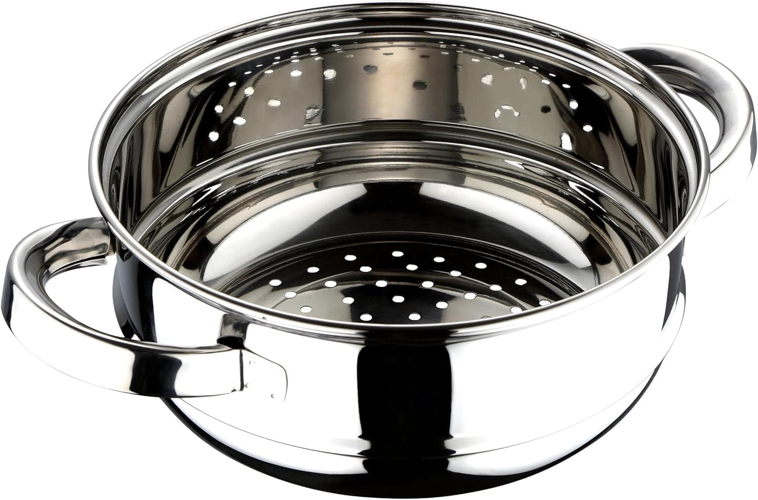 RB RENBERG Steam Chef - panela de vapor em aço inoxidável - 24 cm - acabamento brilhante, cabo oco prateado, adequado para indução e todos os tipos de fogos