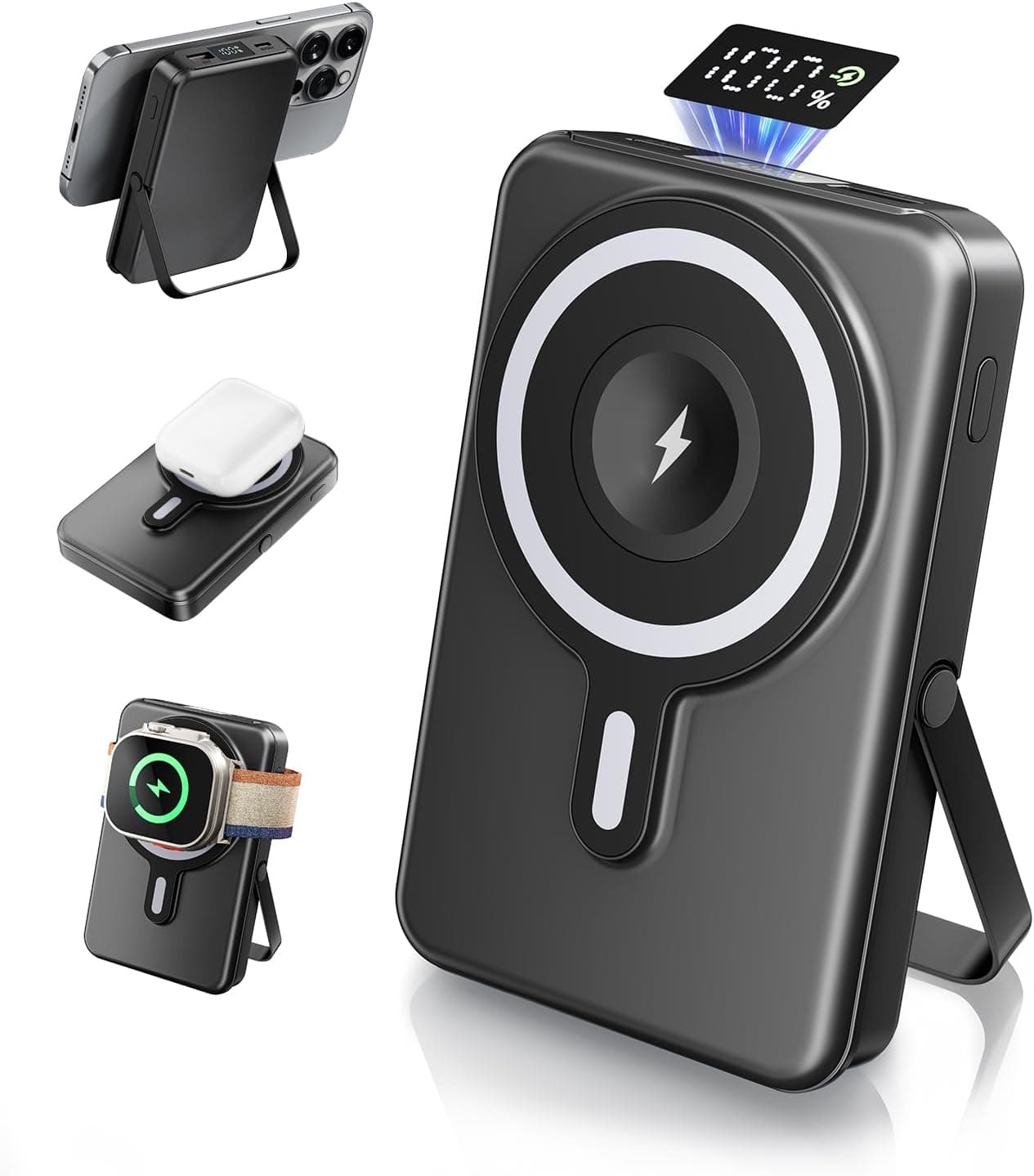 Tyonto Bateria externa para iPhone capacidade de bateria 10000 mAh PD carregamento rápido Power Bank 22,5 W carregador suporte portátil e ecrã digital LED para iPhone 8-16 Series Pro Apple Watch