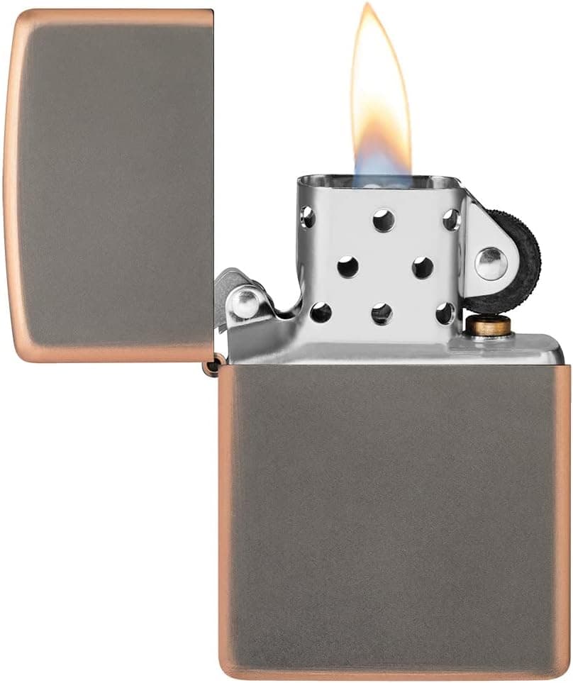 Zippo, Isqueiro de bronze rústico, design temporal e elegante, compacto e leve, isqueiro verdadeiro à prova de vento, ideal para velas e fogueiras, cor: Bronze rústico