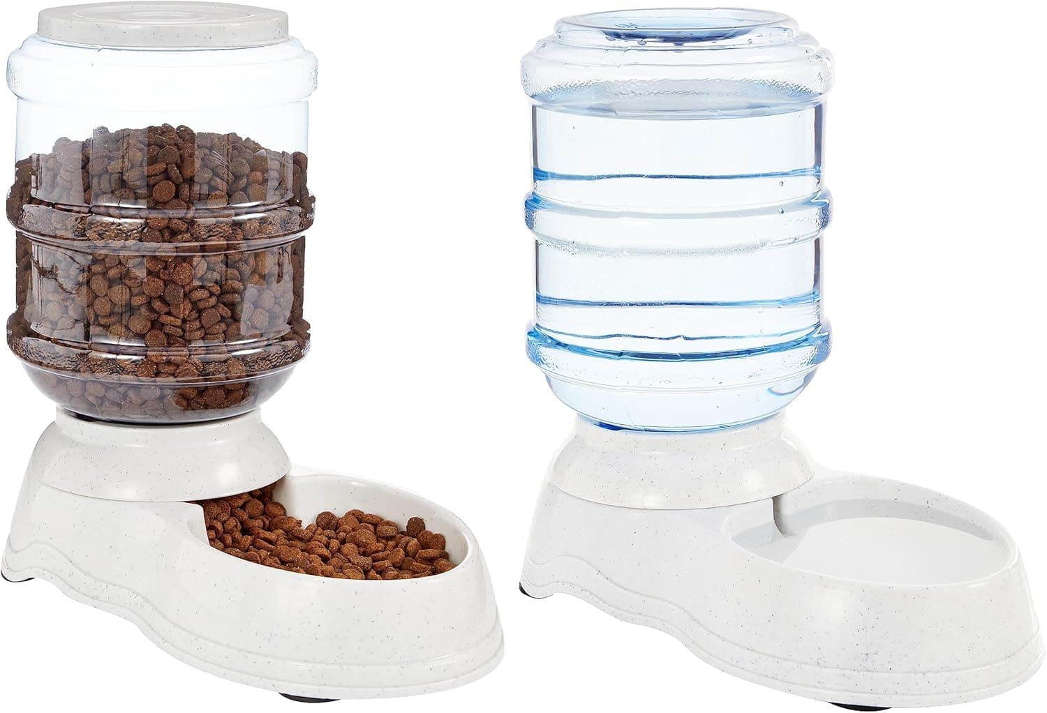 Amazon Basics Dispensador de água para animais de estimação, bebedouro e comedouro, pequeno, cinzento