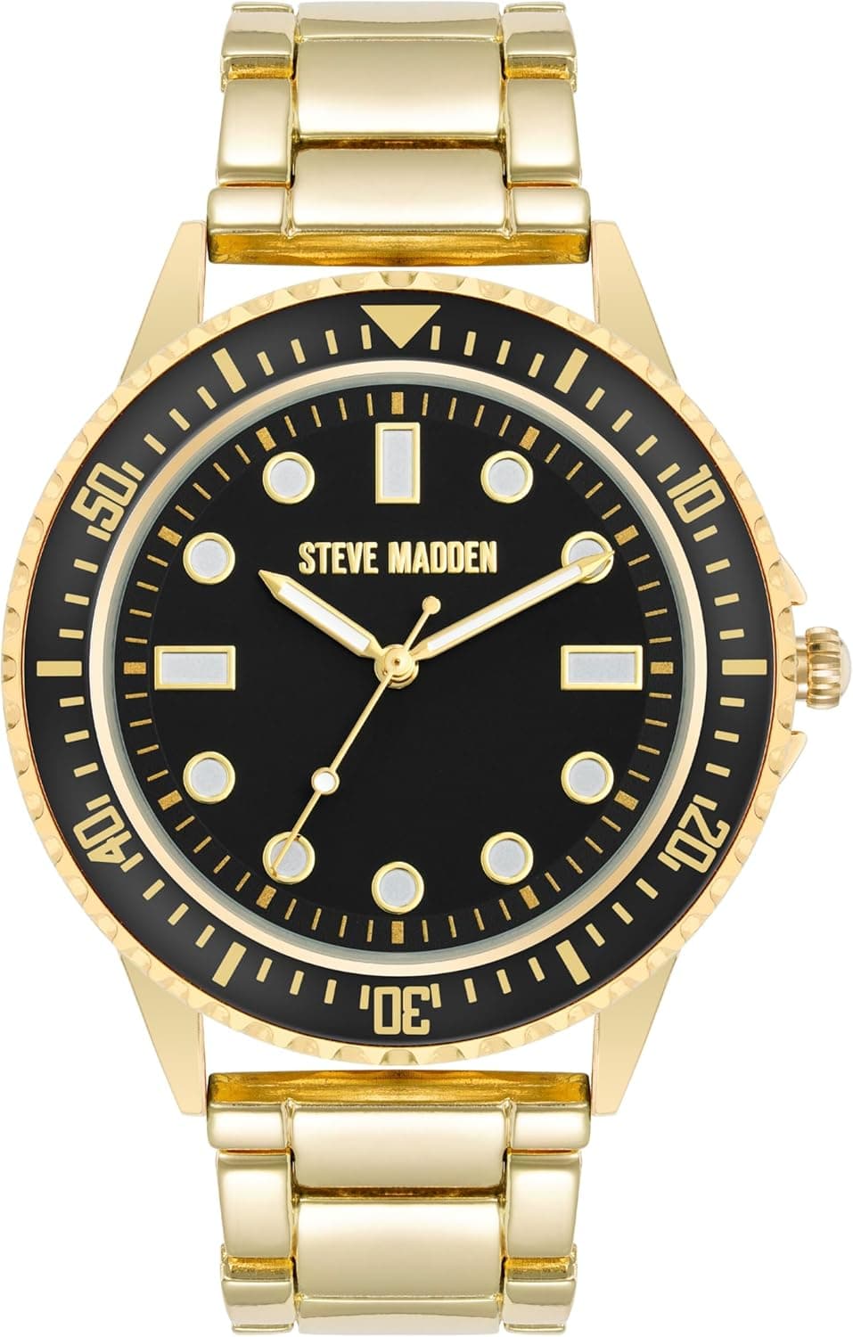 Steve Madden SMLG202BK | Relógio para homem com bracelete preta e dourada