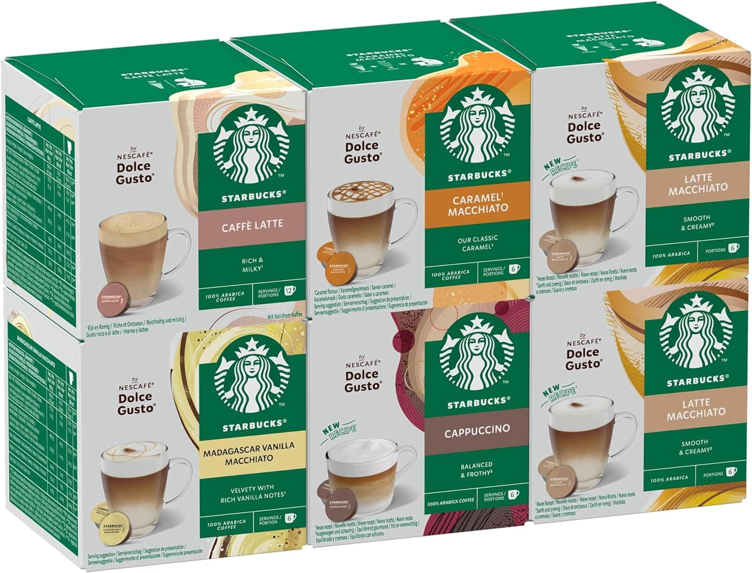 STARBUCKS Pacote variado White Cup de Nescafé Dolce Gusto cápsulas de café 6 x 12 (72 cápsulas) - Exclusivo na Amazon