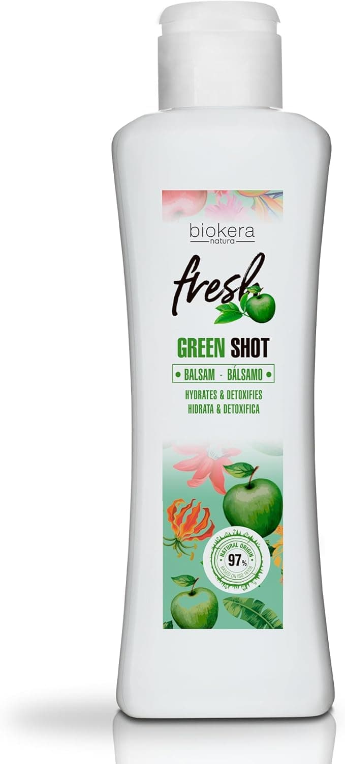 SALERM - Condicionador de pelo - Green Shot Beifo, Biokera Fresh, 300 ml, com maçã, chá verde, menta e aloé vera, hidrata e decoxifica o couro cabeludo, sem sulfatos nem para-enos - vegan