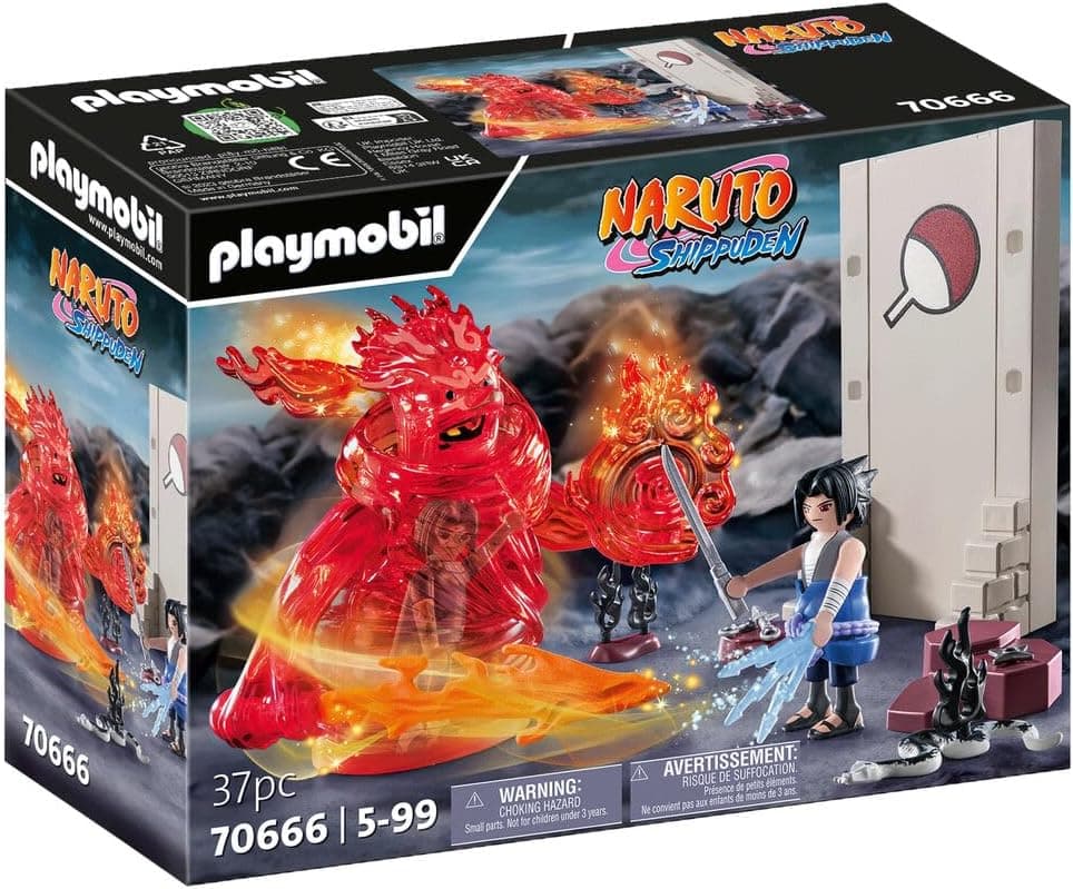 PLAYMOBIL Naruto Shippuden 70666 Sasuke vs. Itachi Batalha interativa entre irmãos com o Mangekyou Sharingan e o espírito energético Susano'o, brinquedos para crianças a partir de 5 anos