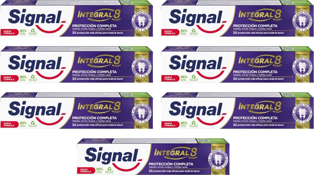 Signal Pasta de dentes integral 8 proteção completa com ingredientes de origem natural 75 ml x 7