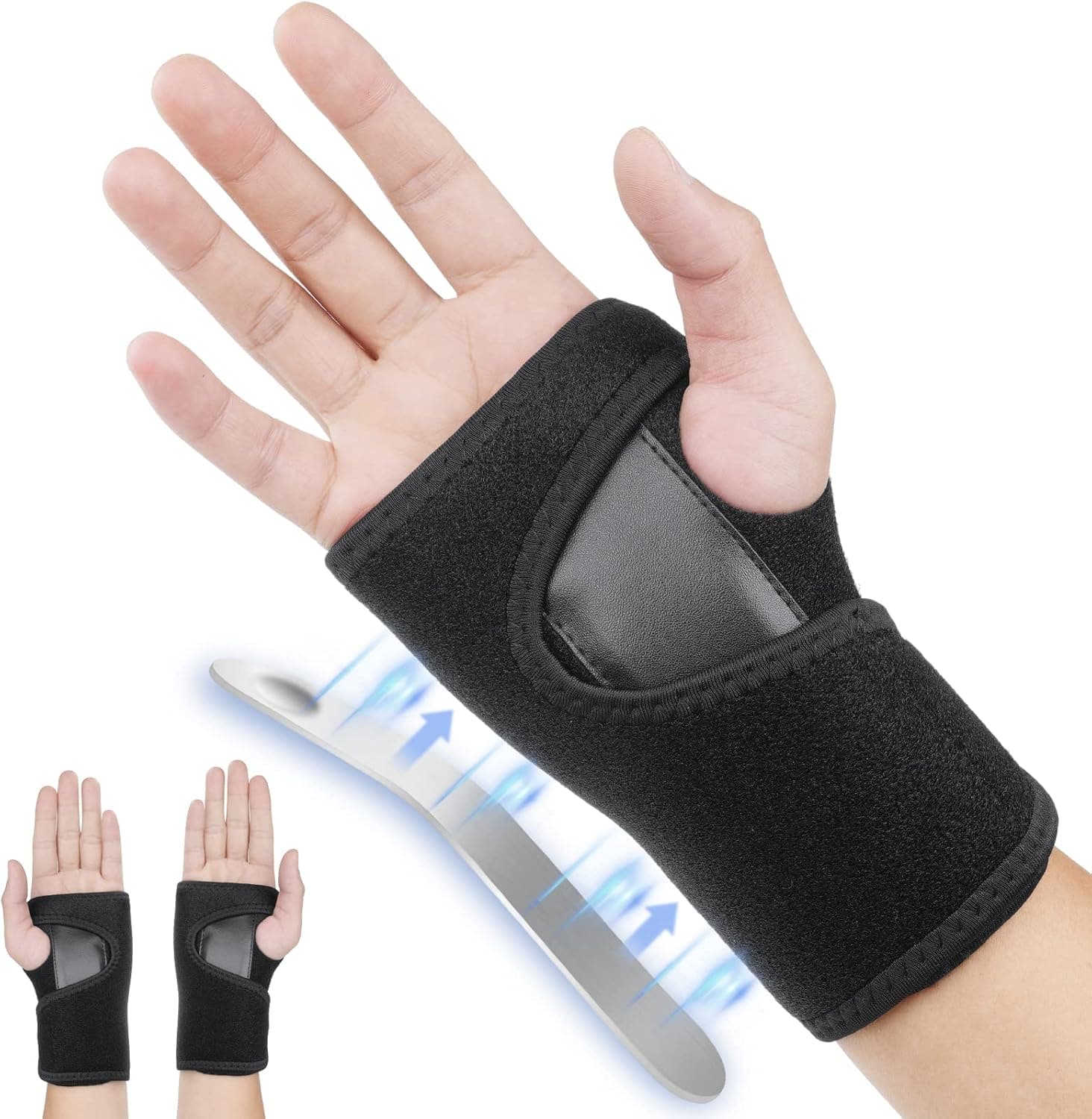 ACWOO Pulseira ajustável para túnel carpo com tala de alumínio, boneca respirável neoprene, suporte de mão para cantos e tensões para aliviar a dor (direita)