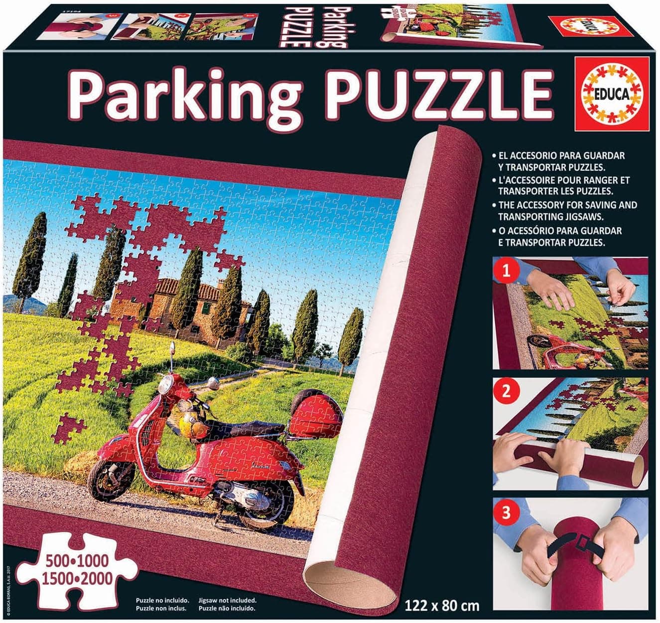 Educa - Parking Puzzle | Tapete puzzle de enrolar | Gurada puzzle | tapete puzzle para puzzle de 500 a 2000 peças (17194)