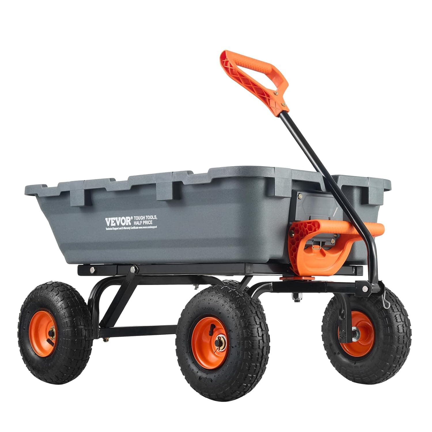 VEVOR Carrinho basculante, capacidade de carga, 363 kg, carrinho de jardim em poliéster resistente com moldura de aço, alça conversível, 2 em 1, rodas de 255 mm, carrinho de relva