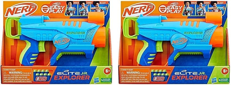 Nerf - Lançador Elite Jr Explorer Easy-Play - fácil de segurar, carregar e lançar - para meninos e meninas a partir dos 6 anos (pacote de 2)
