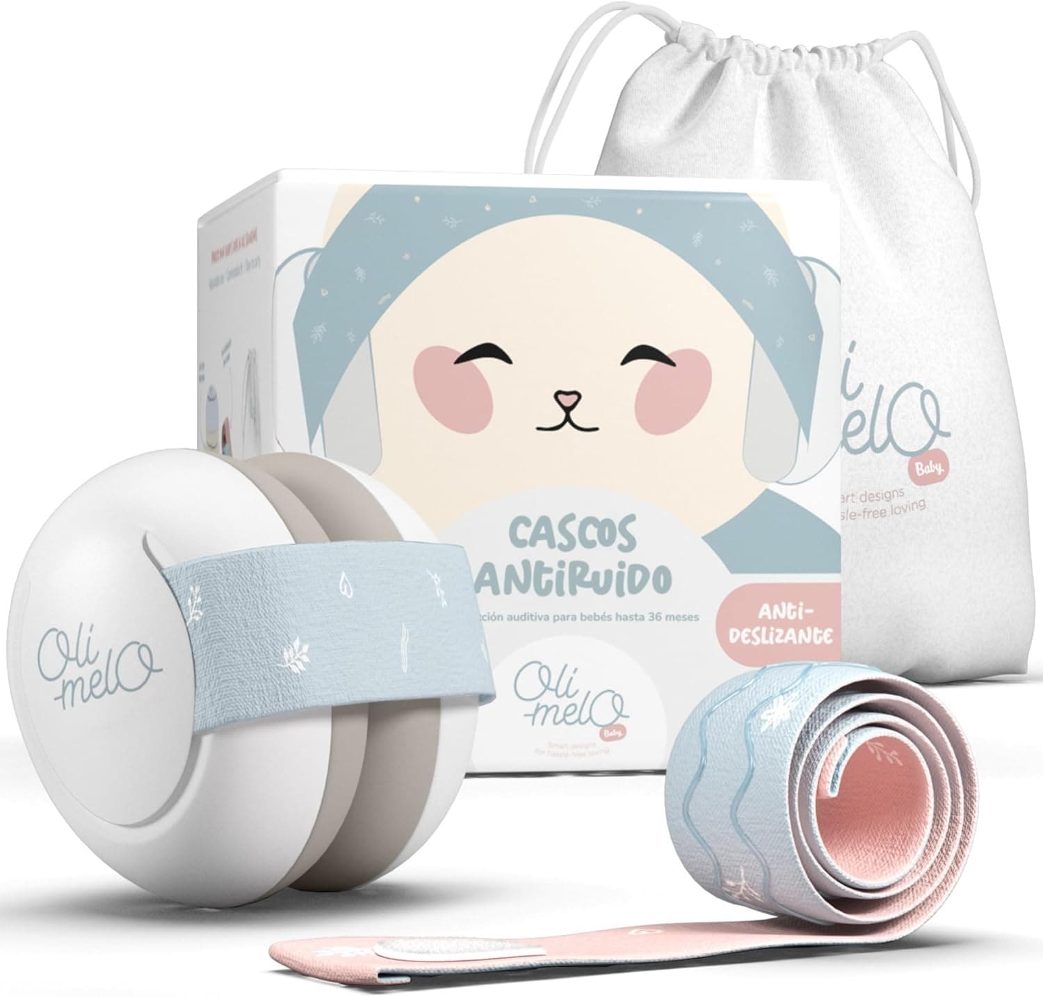 Oli-Melo® Phones anti-ruído para bebé - proteção até 34 dB - CE - de recém-nascidos até 36 meses - insonorização do ruído, melhor sonho, avião e viagens, faixa ajustável antiderrapante, Céu e