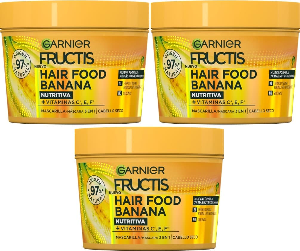 Garnier Fructis Hair Food Banana | Máscara nutritiva 3 em 1 para cabelo, 400 ml