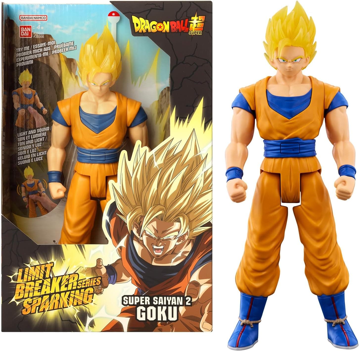 BANDAI Dragon Ball Figura Limit Breaker Series Sparkling SS2 Goku de 30 cm, com luz e som de batalhas, baseada no jogo de vídeo Dragon Ball Sparkling Zero, modelo 38566