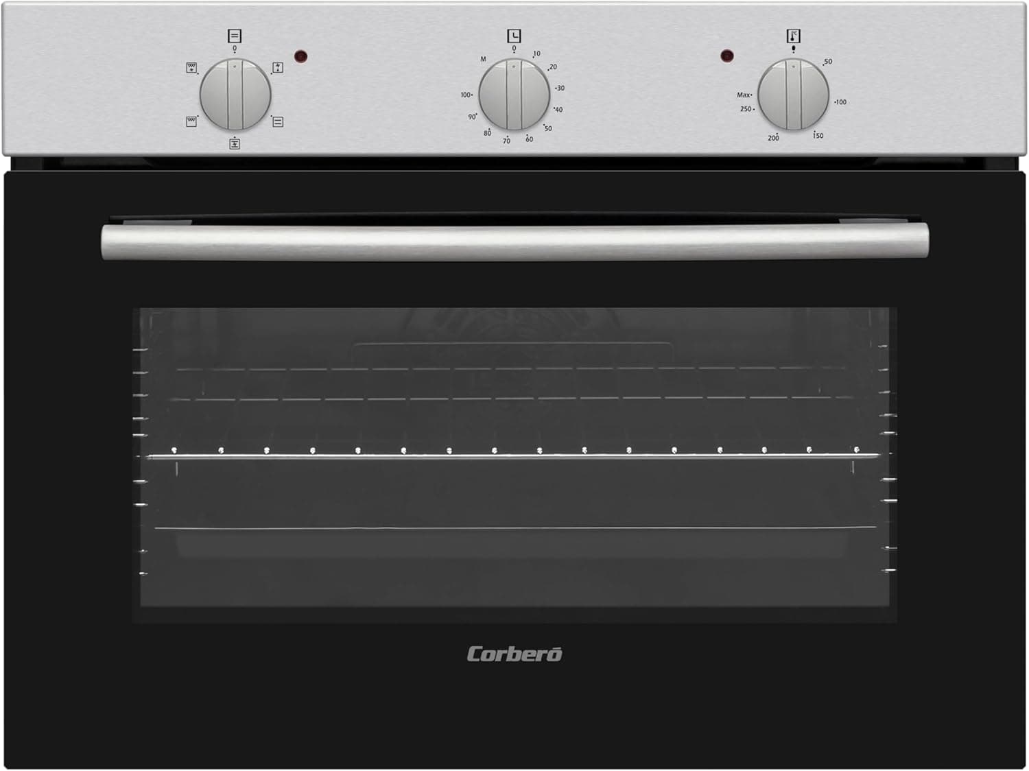 Corberó - Forno multifunções 50 l, CCHCV4521M, vidro preto perfil Inox, 5 programas, luz interior, porta de vidro duplo fácil de limpar, 2300 W potência, eficiência energética A, preto 