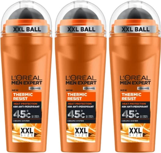 L'Oréal Men Expert Thermic Resist desodorizante para homem Roll-On anti-transpiração 48h eficaz mesmo a 45ºC XXL 100 ml