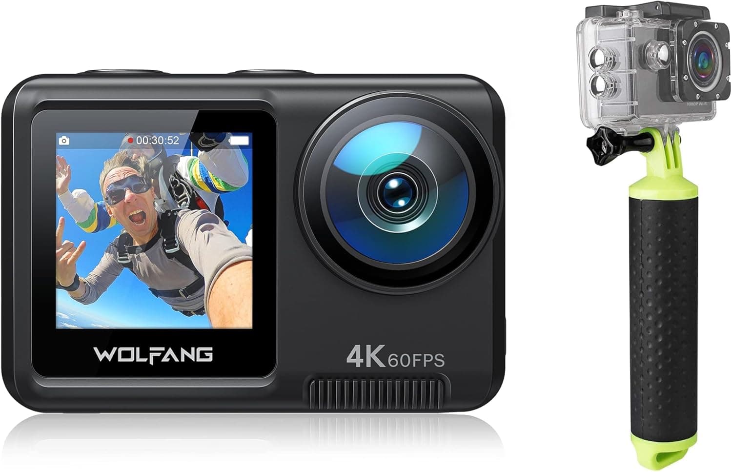 WOLFANG Câmara desportiva GA420 4K60FPS e conjunto de aderência flutuante