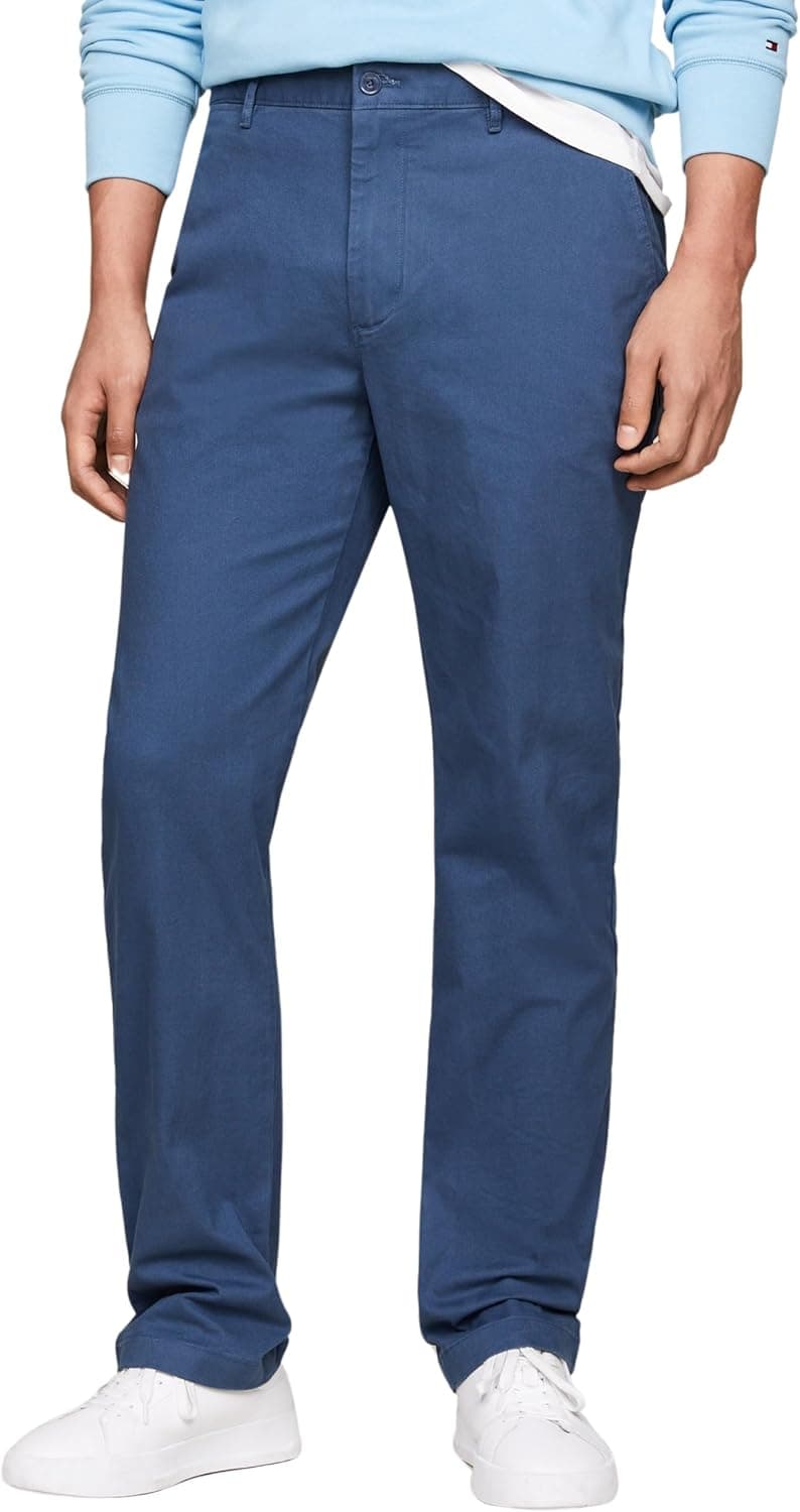 Tommy Hilfiger Calças para homem essencial Twill chinês corte normal 28W / 36L Azul