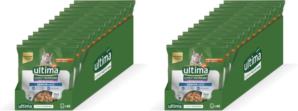 Ultima Especialista Nutrition comida húmida para gatos esterilizados - sénior + 10 anos - 70 g x 96
