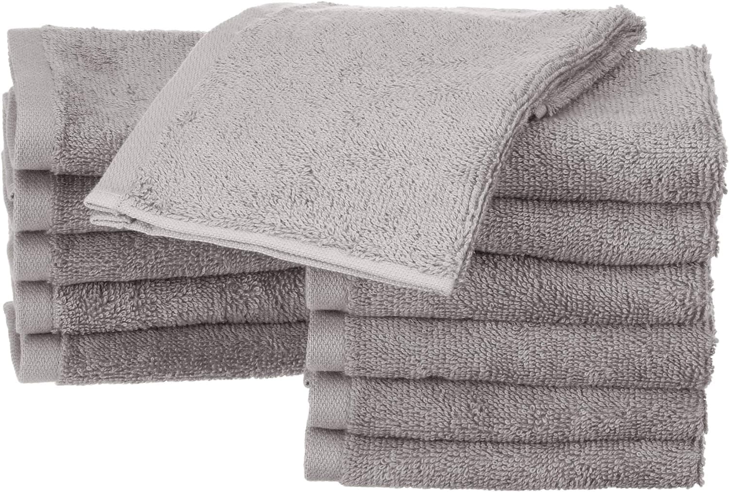 Amazon Basics - Toalhas faciais de banho, 100 % algodão, extra absorventes, secagem rápida, toalha de salão, embalagem de 12, (30 x 30 cm), cinzento