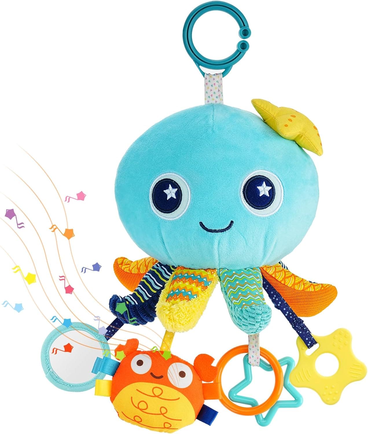 Auniq | Peluche musical com clip sensorial para carrinho de bebé