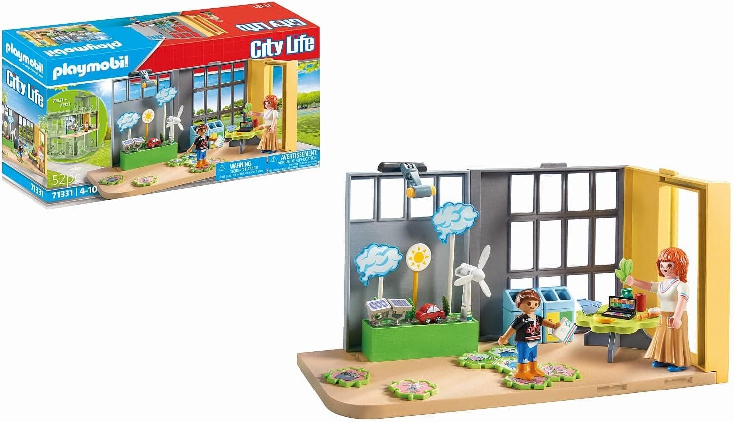 PLAYMOBIL City Life 71331 Aula climatológica, sala de aula do futuro, puzzle com tarefas de proteção do clima e muito mais, brinquedos para crianças a partir de 4 anos