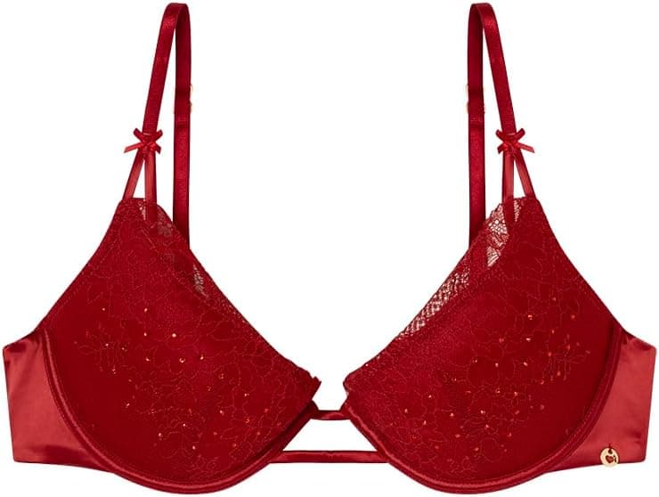 Women'secret La Vecina Rubia Navidad | Soutien push-up vermelho para mulher