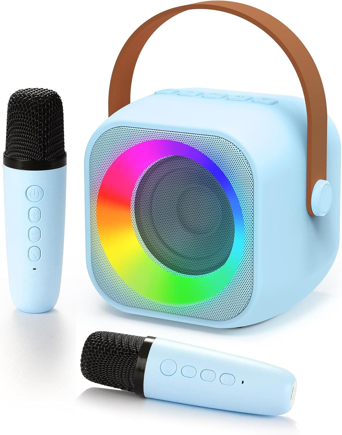 Jeefu Karaoke para crianças com 2 microfones, brinquedo para meninas dos 3 aos 12 anos, mini máquina de karaokê com microfone, presentes de aniversário e Natal para meninas de 5 a 11 anos