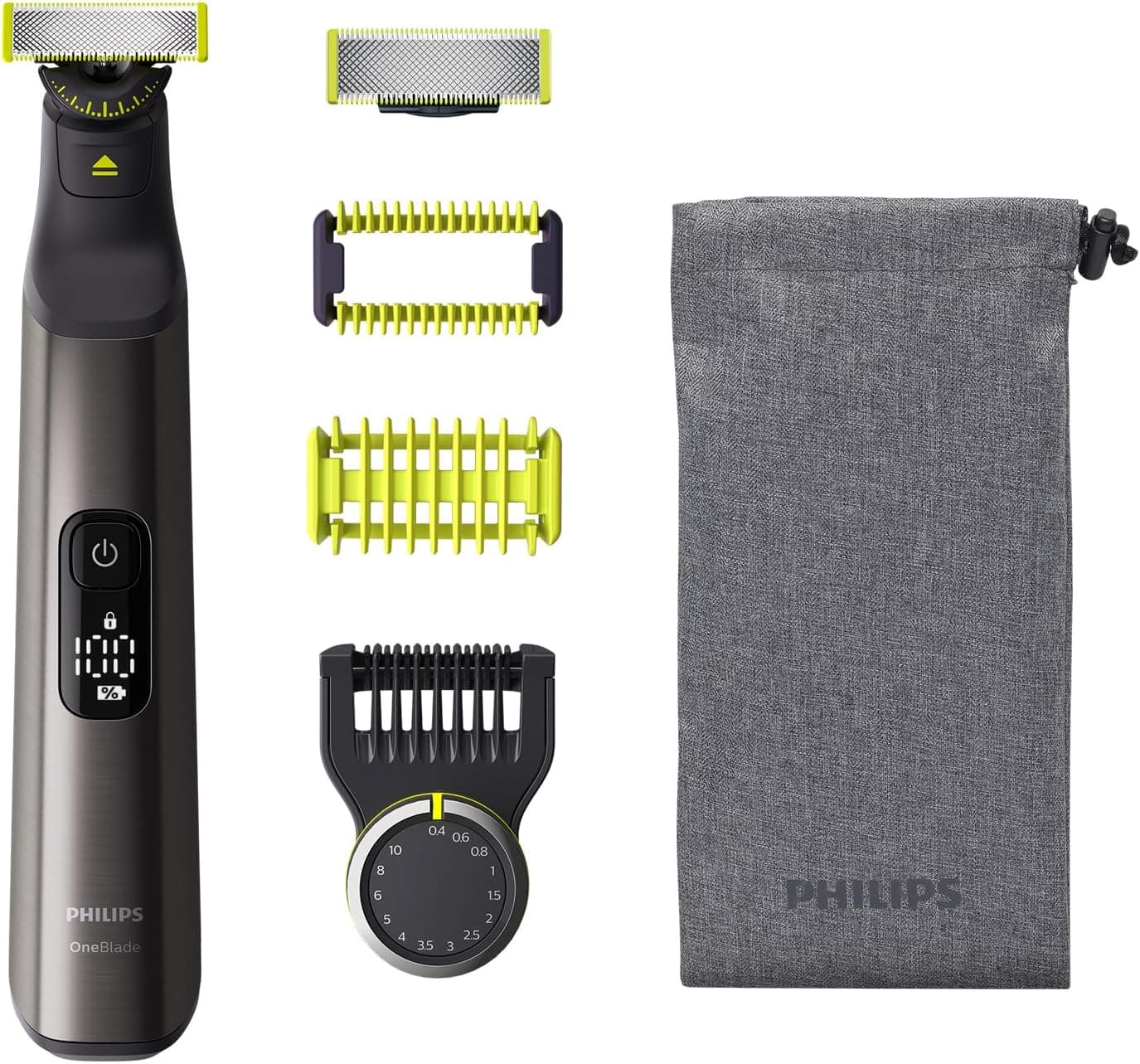 Philips OneBlade Pro 360 Aparador de barba, barbeador corporal, masculino, barbeador facial e corporal, 1 lâminas 360, 14 comprimentos, adaptador para bolsa de viagem, QP6551/30