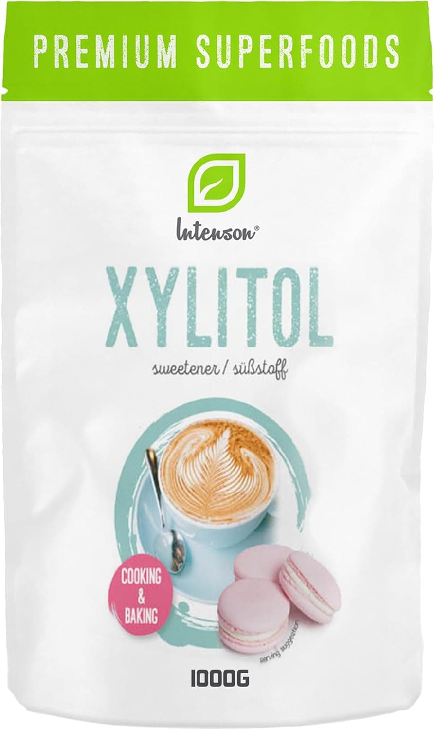 Intenson - Xilitol 1 kg | 100% substituto de açúcar natural | Adoçante vegetal, baixo índice glicémico, baixo em calorias