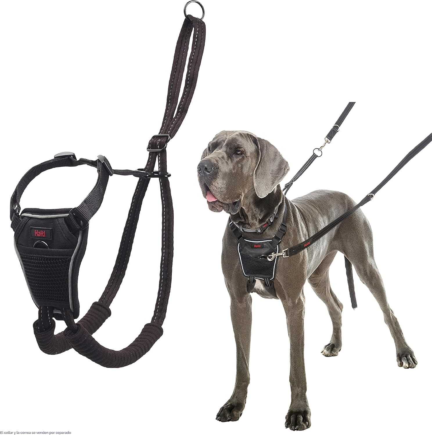 Arnês anti-puxões HALTI - para impedir que o seu cão puxe a trela, ajustável, leve e fácil de usar. Arnês para cães grandes reflexo de treino canino (Tamanho L)