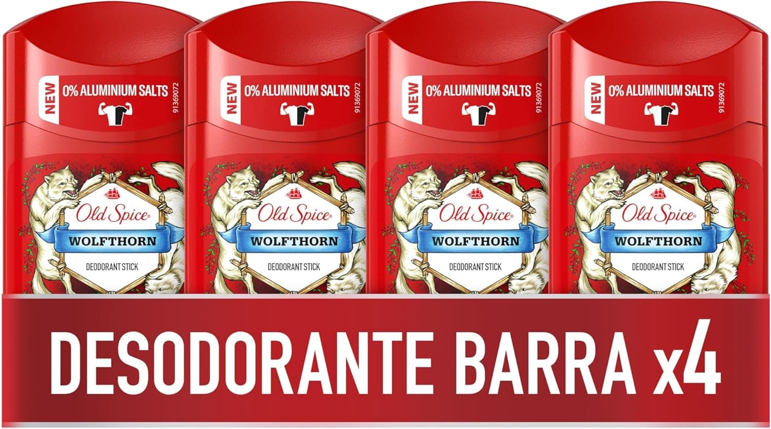 Old Spice Wolfthorn Desodorante em barra para homem, 50 ml, embalagem de 4