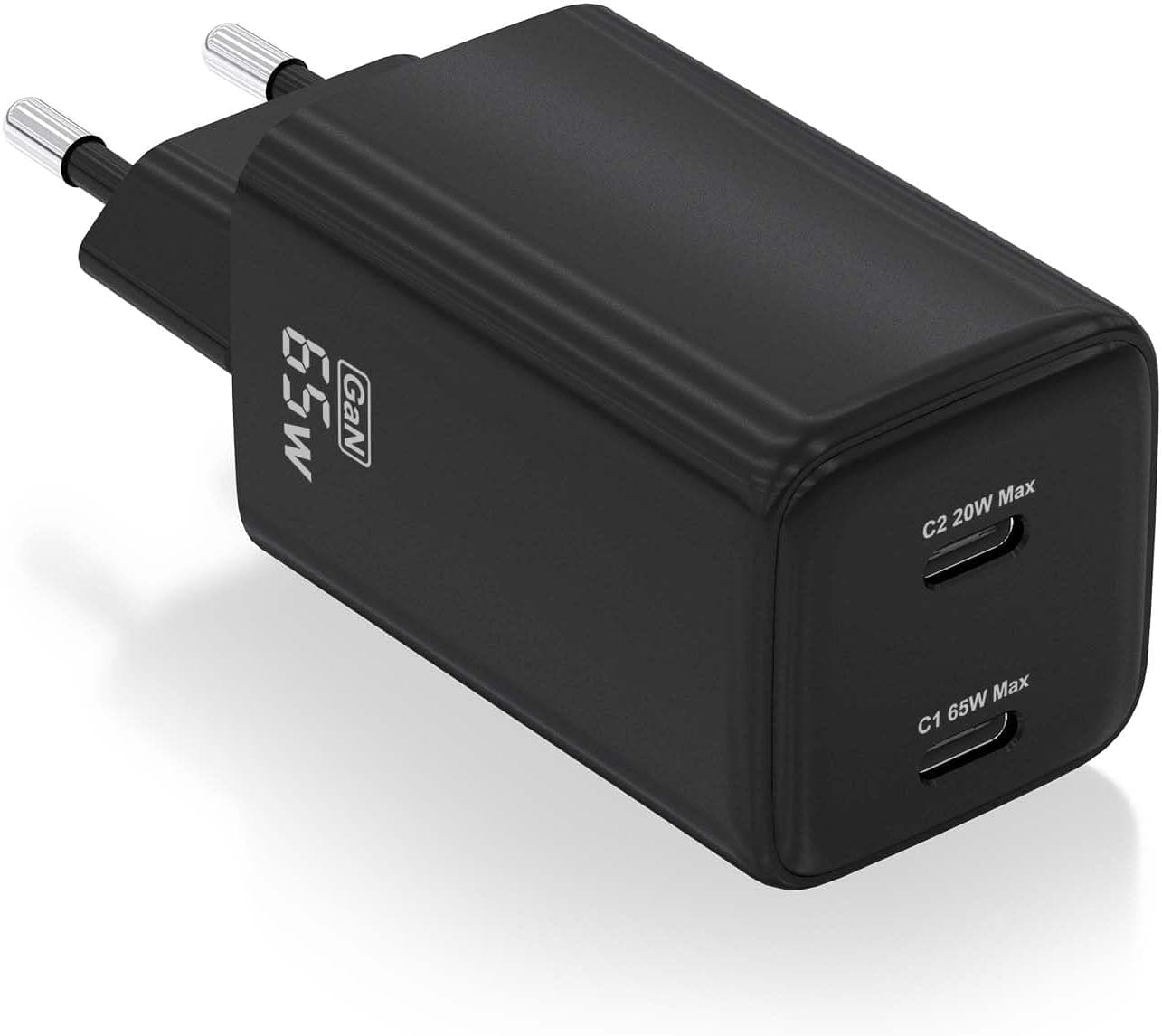 Carregador AISENS GAN 65W 2XUSB-C PD3.0 QC4.0 preto