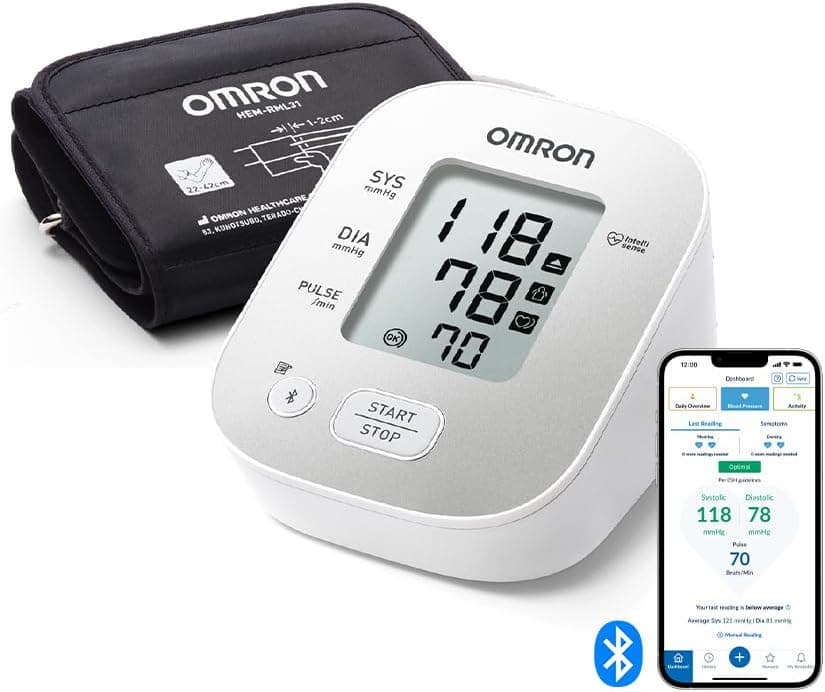 OMRON X2 Smart+ Tensiómetro de braço digital, monitor de pressão arterial inteligente, validado clinicamente
