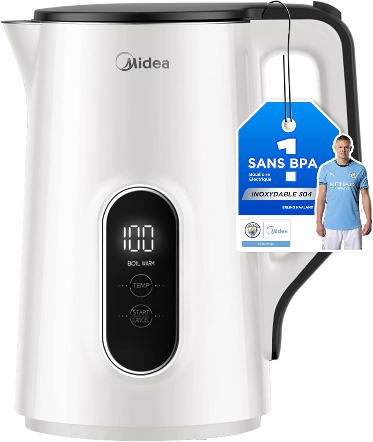 Midea Electric Kettle | Jarro elétrico 1,5 L com controlo de temperatura e parede dupla em aço inoxidável