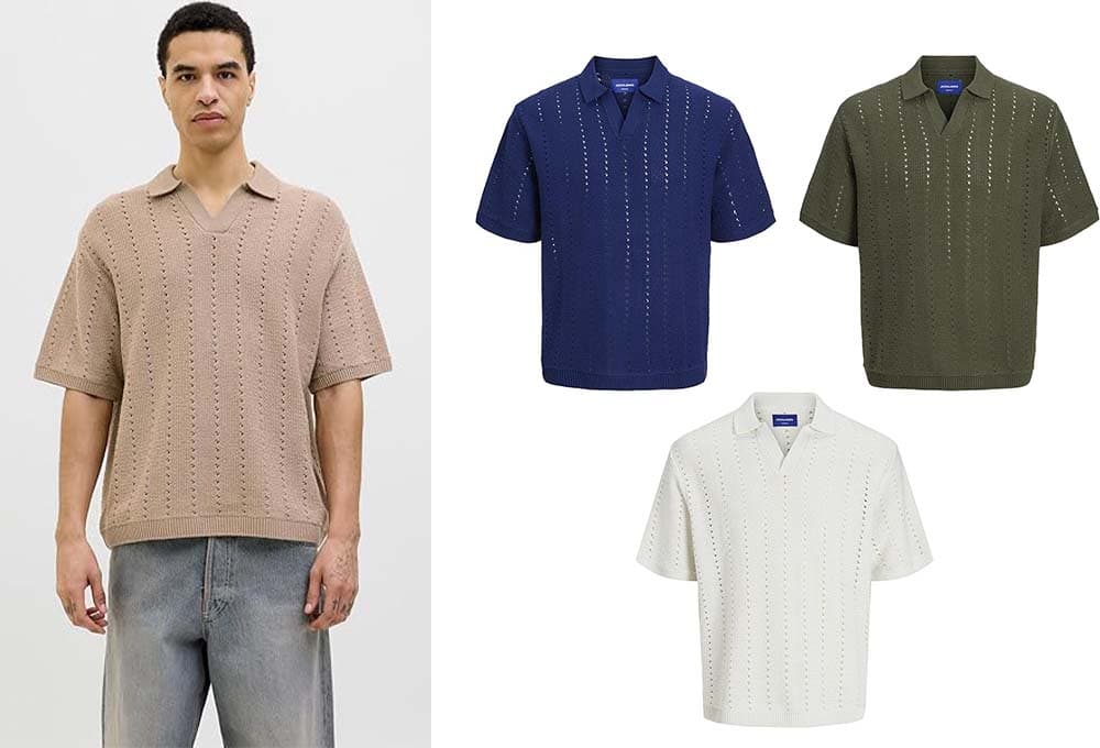 Jack & Jones | Polo de malha com manga curta e decote em V para homem