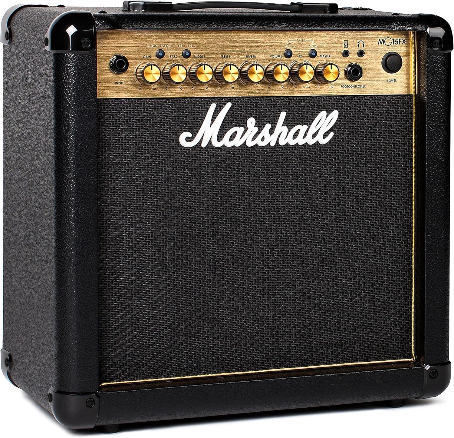 Marshall MG15GFX Amplificador combinado de guitarra com FX incorporado, prático adequado para guitarra elétrica, preto e dourado, With Effects, 15 W
