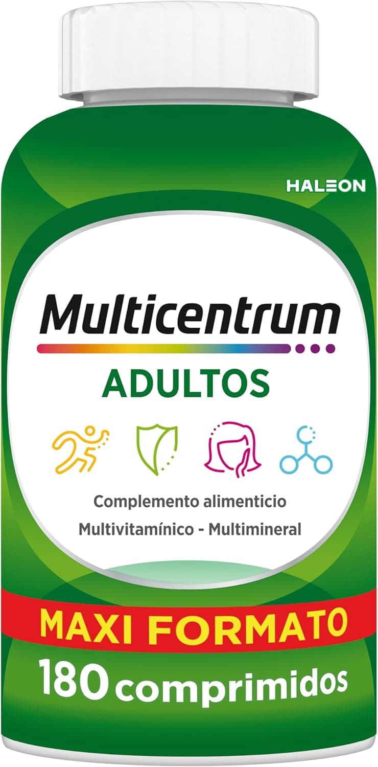 Multicentrum Complemento alimentar multivitamínico e multimineral para adultos e adolescentes, sem glúten, 180 comprimidos