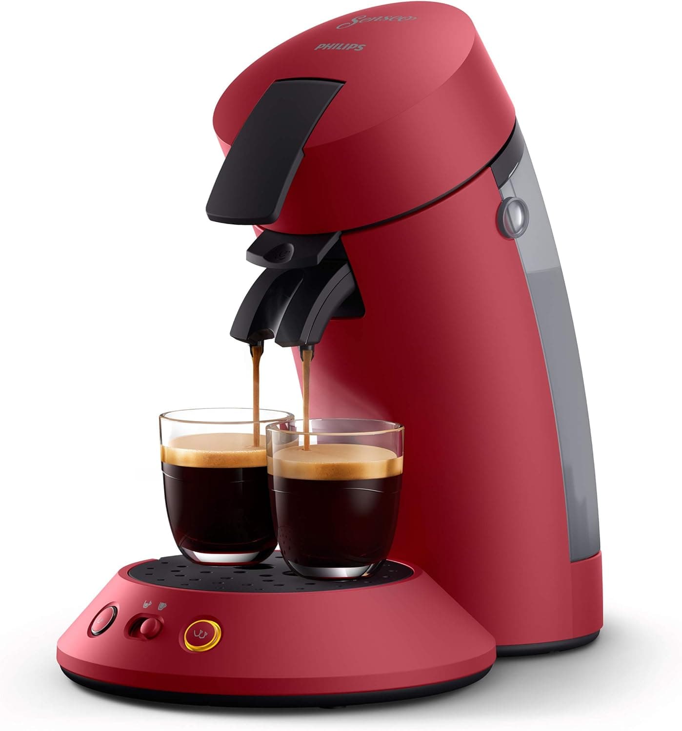 Philips Senseo Original Plus CSA210/90 Máquina de café de dose única (seleção de intensidade, tecnologia Boost, plástico reciclado), cor vermelha