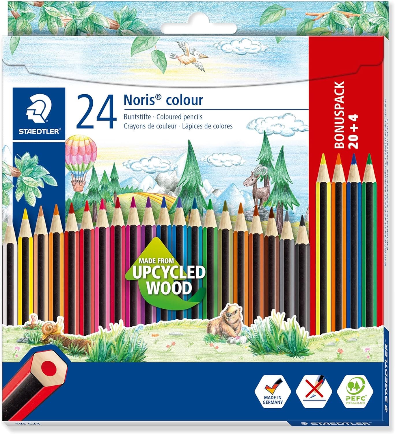 Staedtler Noris Wopex | Caixa de 24 lápis de cor para desenho e escrita